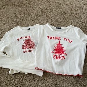Chinese take out thank you tops 
Size L
Long sleeve and short sleeve